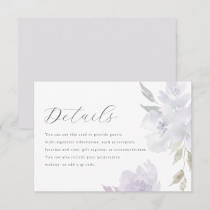 Cartons Réponse Elegant Violet Floral Quinceanera Détails sur le c