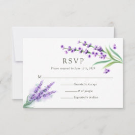 Cartons Réponse Élégant violet Lavande Aquarelle Mariage Floral