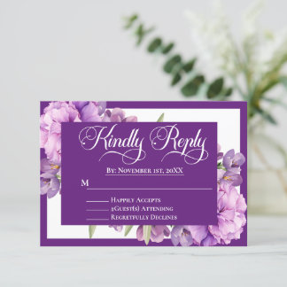 Cartons Réponse Élégant violet Lilac Floral Mariage islamique