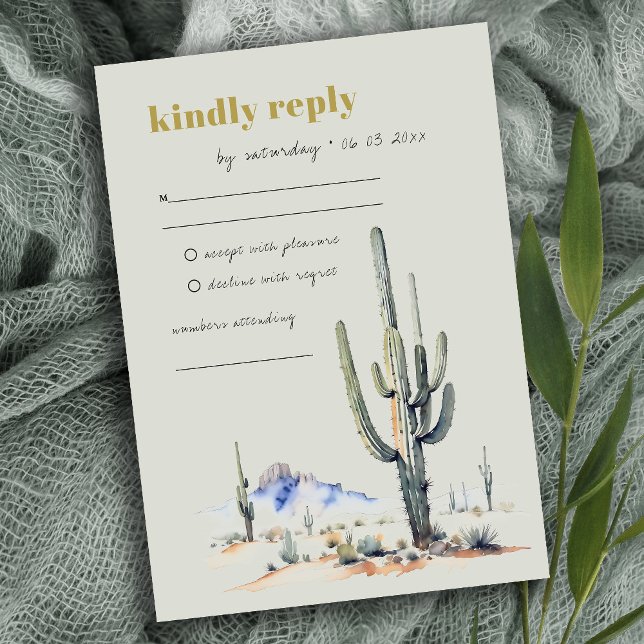 Cartons Réponse Elégant Western Cactus Desert Sage Green Mariage (Créateur téléchargé)