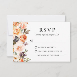 Cartons Réponse Elégante aquarelle Automne Floral Mariage