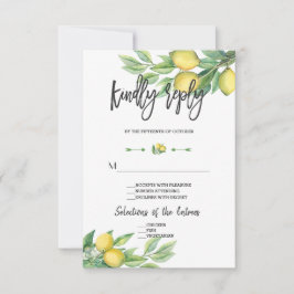 Cartons Réponse Elégante aquarelle citron Mariage écriture manuscr