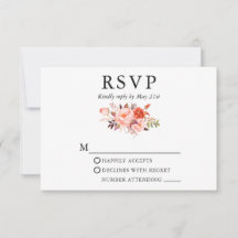 Elégante aquarelle Coral Floral Mariage