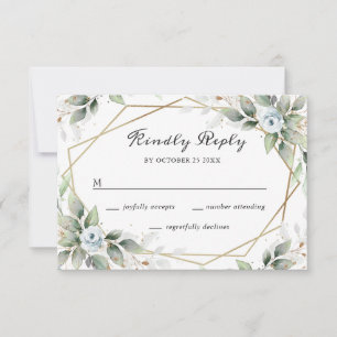 Cartons Réponse Elégante aquarelle Dusty Blue Foliage Mariage