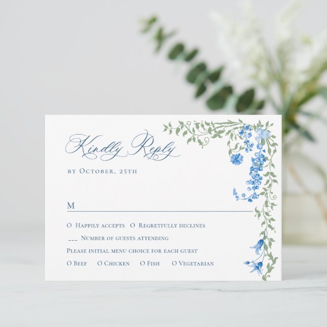 Cartons Réponse Elégante aquarelle Fleurs sauvages Mariage floral (Debout devant)