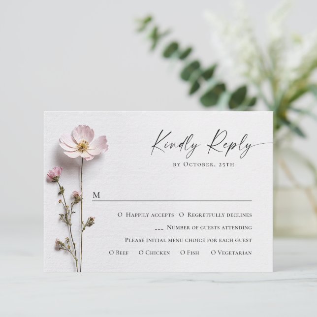Cartons Réponse Elégante aquarelle Fleurs sauvages Mariage floral (Debout devant)