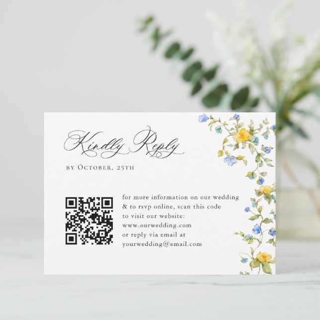 Cartons Réponse Elégante aquarelle Fleurs sauvages Mariage floral (Debout devant)