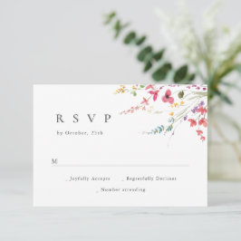 Cartons Réponse Elégante aquarelle Fleurs sauvages Mariage floral