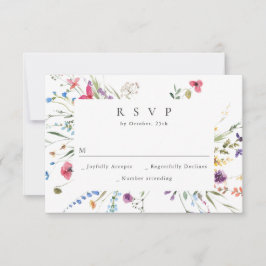 Cartons Réponse Elégante aquarelle Fleurs sauvages Mariage floral