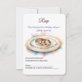 Cartons Réponse Elégante aquarelle Golden Rose Mariage Cercles