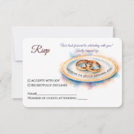 Cartons Réponse Elégante aquarelle Golden Rose Mariage Cercles