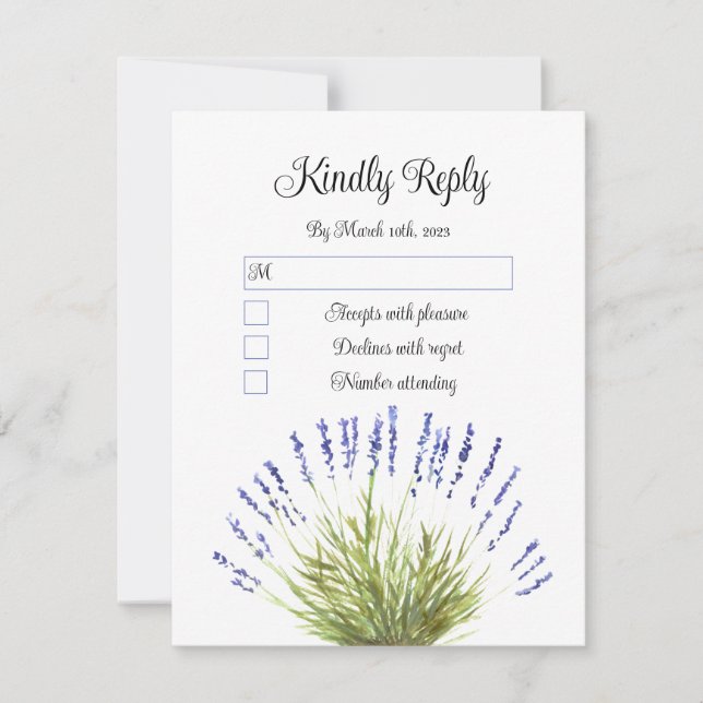 Cartons Réponse Elégante Aquarelle Lavande Herbes Floral Mariage R (Devant)
