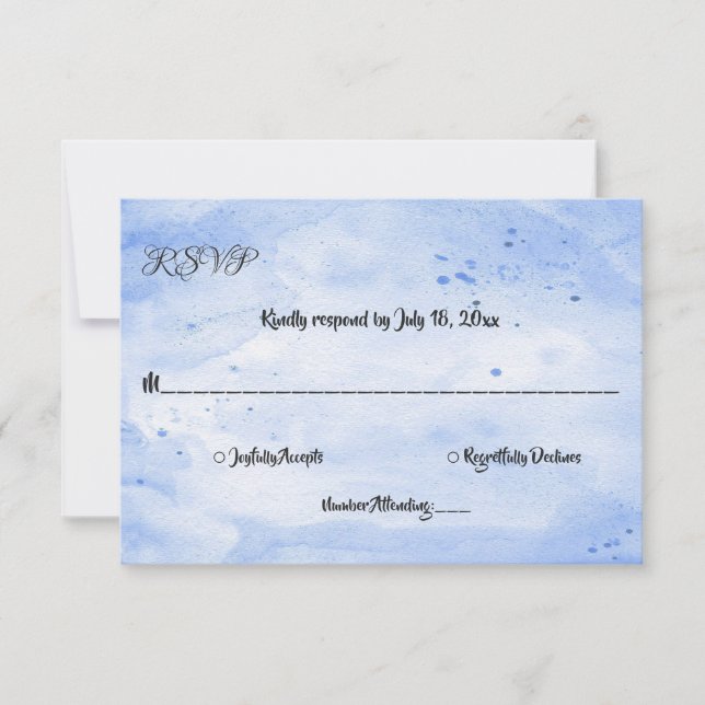 Cartons Réponse Elégante aquarelle marine bleu Rustique Mariage (Devant)