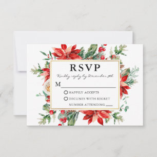 Cartons Réponse Elégante aquarelle Poinsettia Mariage floral