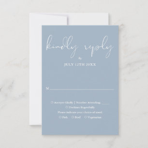 Cartons Réponse Élégante Calligraphie Bleu Poussiéreux Mariage