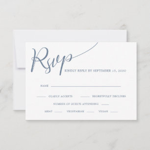 Cartons Réponse Élégante calligraphie Dusty Blue Mariage