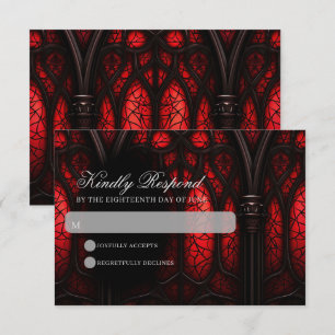 Cartons Réponse Elégante cathédrale rouge et noire Mariage gothiqu