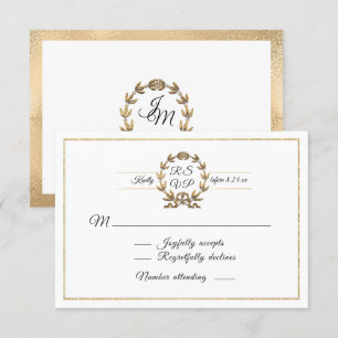Cartons Réponse Élégante couronne d'or Calligraphie de script blan