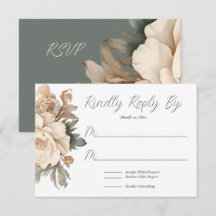 Elégante Crème et Taupe avec Mariage Floral Vert