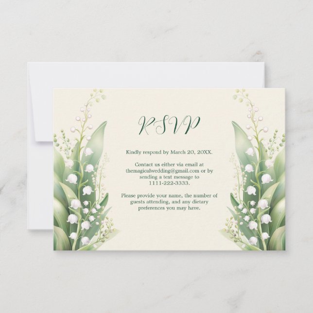 Cartons Réponse Elégante Lily de la vallée Mariage Horiz (Devant)