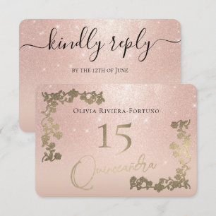 Cartons Réponse Elégante Parties scintillant Rose or Chic Floral Q