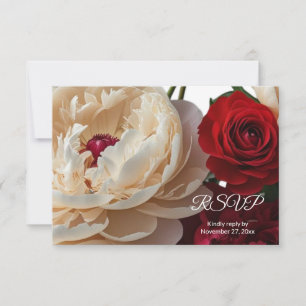 Cartons Réponse Elégante Rose rouge et Peony crème