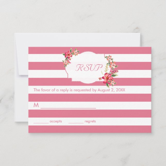 Cartons Réponse Élégantes Tailles Roses Et Blanches Avec Bouquet-  (Devant)