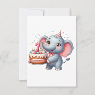 Cartons Réponse Éléphant Mignon 7ème Anniversaire