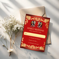 Éléphants de mariage indiens rouges et dorés