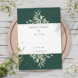 Cartons Réponse Emerald Green Elegant Green Mariage