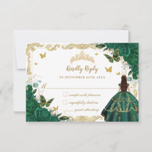 Cartons Réponse Emerald Green Floral Quinceañera Princess Crown RS