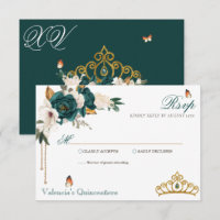 Emerald Green Rose Gold Tiara Quinceanera