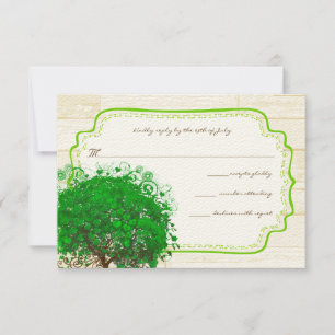 Cartons Réponse Emerald Heart Leaf Tree Grange Mariage en bois RSV