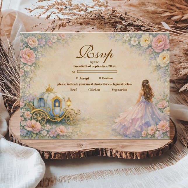 Cartons Réponse Enchanted Carriage Fairytale Quinceañera (Créateur téléchargé)