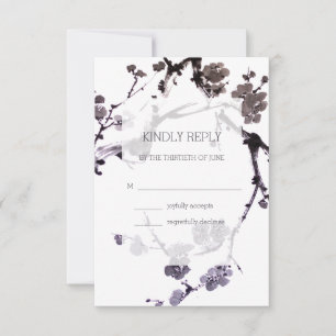 Cartons Réponse Encre sumie de fleurs de prune arrière - plan blan