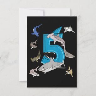 Cartons Réponse Enfants 5e anniversaire garçons requin blanc requi