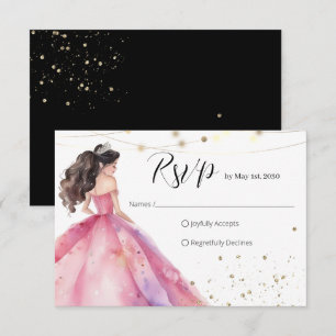 Cartons Réponse Enregistrer la date Rose Gold Princesse Quinceañer