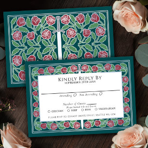 Cartons Réponse Épée florale médiévale argentée sarcelle Mariage r
