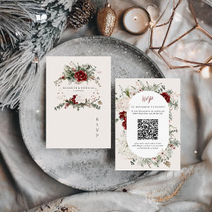 Cartons Réponse Épinette et dentelle Hiver Floral Mariage Crest