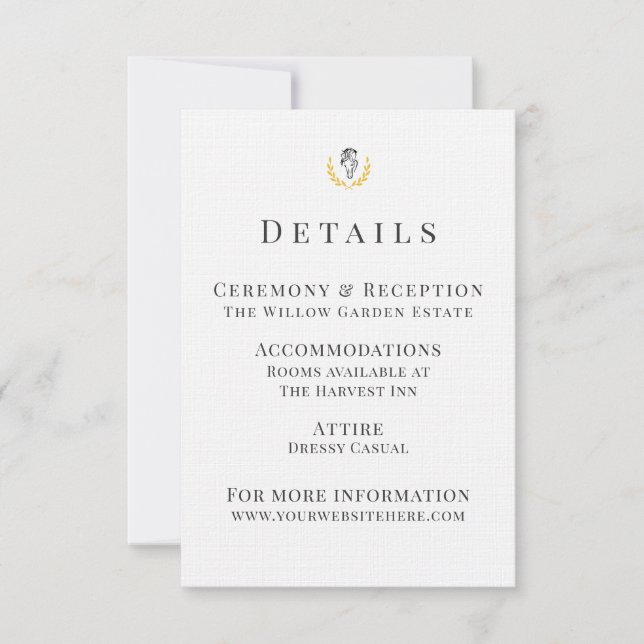 Cartons Réponse Equestrian Wedding Details Card with Horse Crest  (Devant)