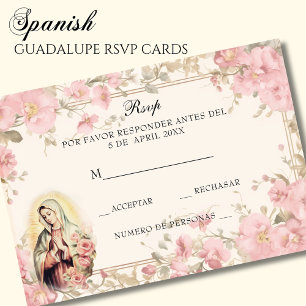 Cartons Réponse Espagnol Guadalupe rose Floral Religieux