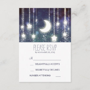 Cartons Réponse étoiles de lune et chaîne de lumières mariage cart