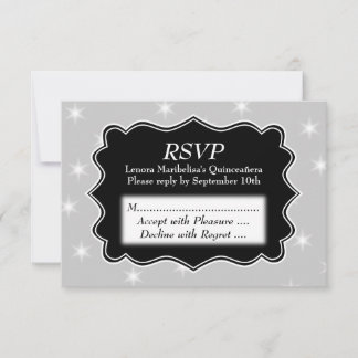 Cartons Réponse Étoiles Motif en gris et blanc Quinceanera