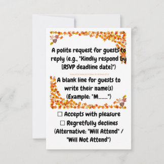 Cartons Réponse Étreinte d'automne - Dessin de feuilles orange et 