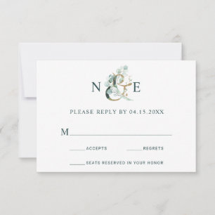 Cartons Réponse Eucalyptus Ampersand Gold Green Mariage