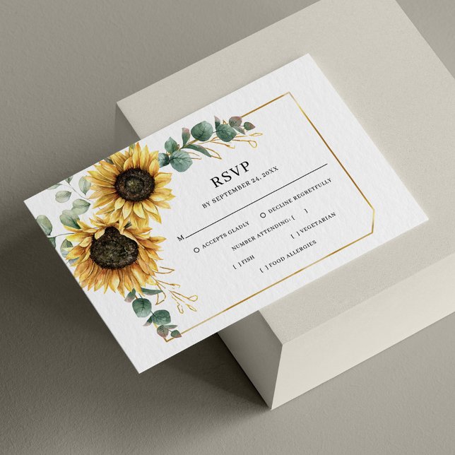 Cartons Réponse Eucalyptus floral tournesol géométrique (Créateur téléchargé)