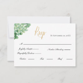Cartons Réponse Eucalyptus Gold Script Mariage formel élégant