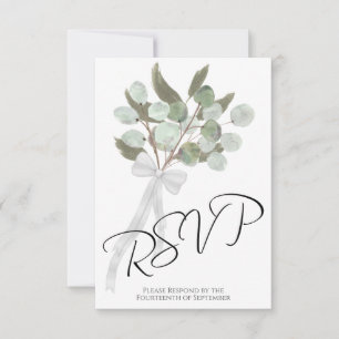 Cartons Réponse Eucalyptus rustique & Bouquet Vert Mariage chic
