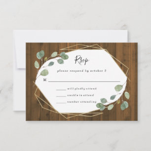 Cartons Réponse Eucalyptus rustique   Mariage géométrique