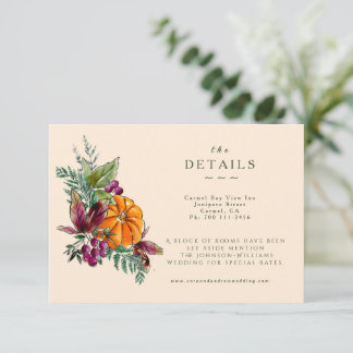 Cartons Réponse Fall Flowers and Pumpins Details Enclosure Card